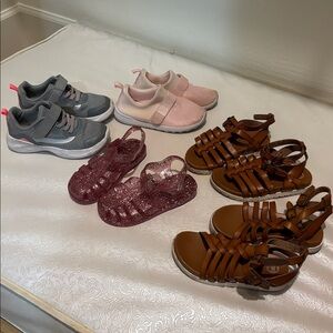 Cat & Jack / Wonder Nation Brown and Pink Kids Sandals and water shoe bundle